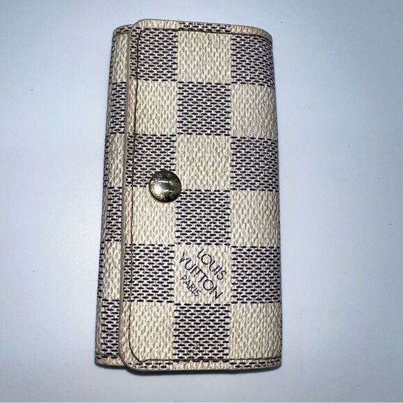 Authentic Louis Vuitton Damier Azur 4 Key Holder Case - Picture 1 of 10